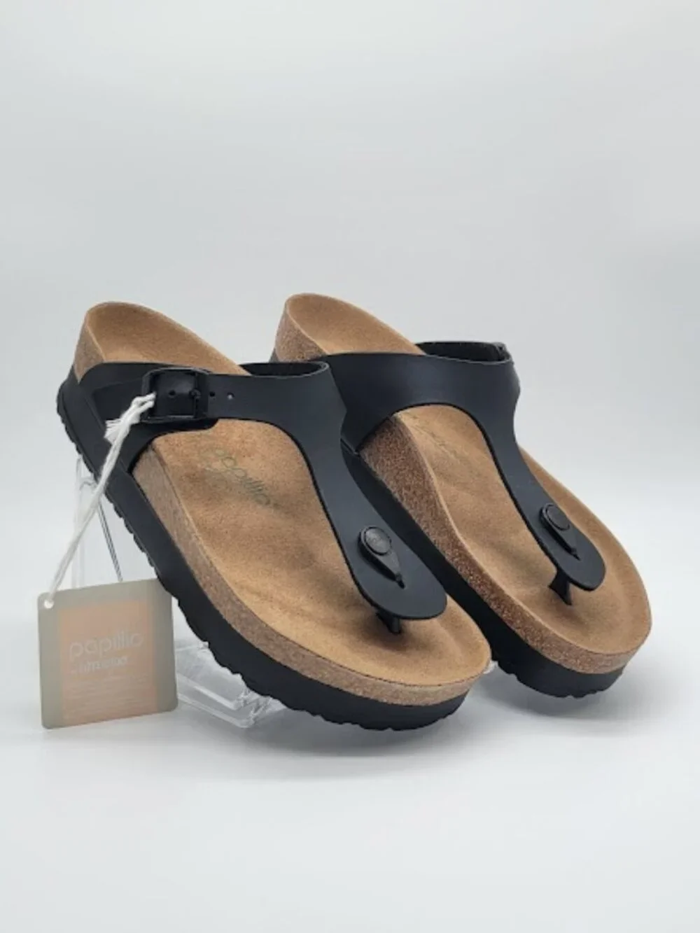 PAPILLIO by BIRKENSTOCK Gizeh Women’s Black Platform Thong Sandals EU 39 NWT